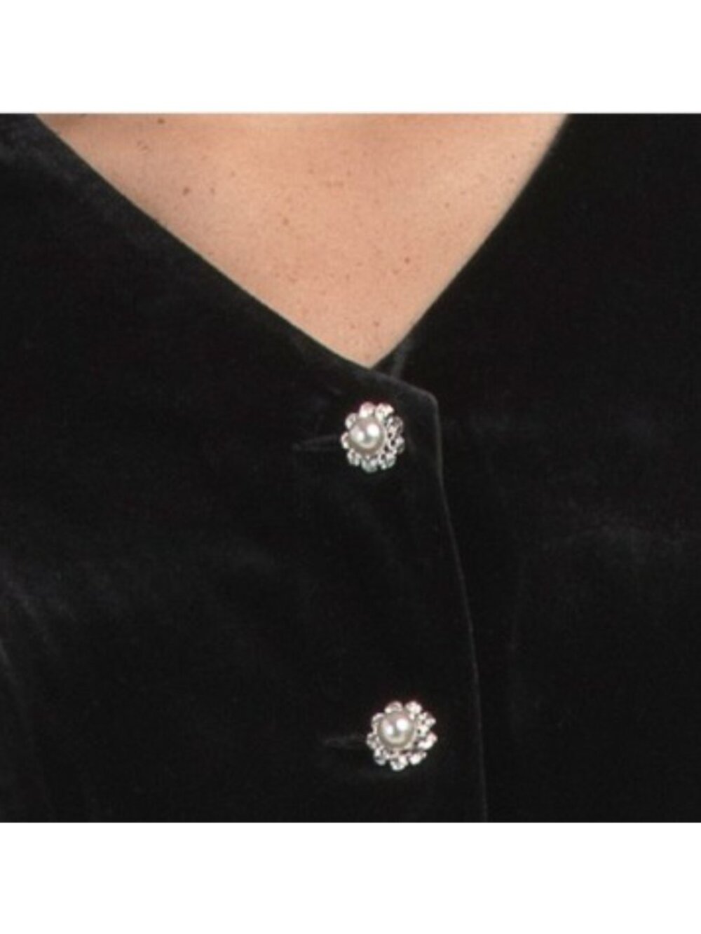 ALEX EVENINGS Stretch Velvet Crystal Blouse - Picture 3 of 3